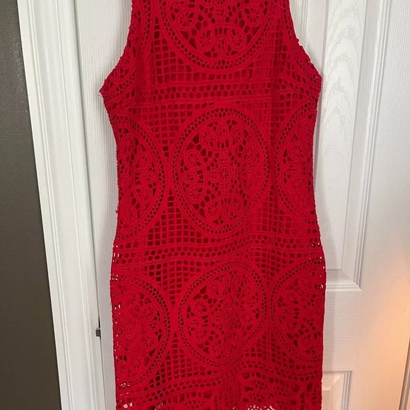 J.O.A. Red Lace Halter Mini Dress - Picture 2 of 5